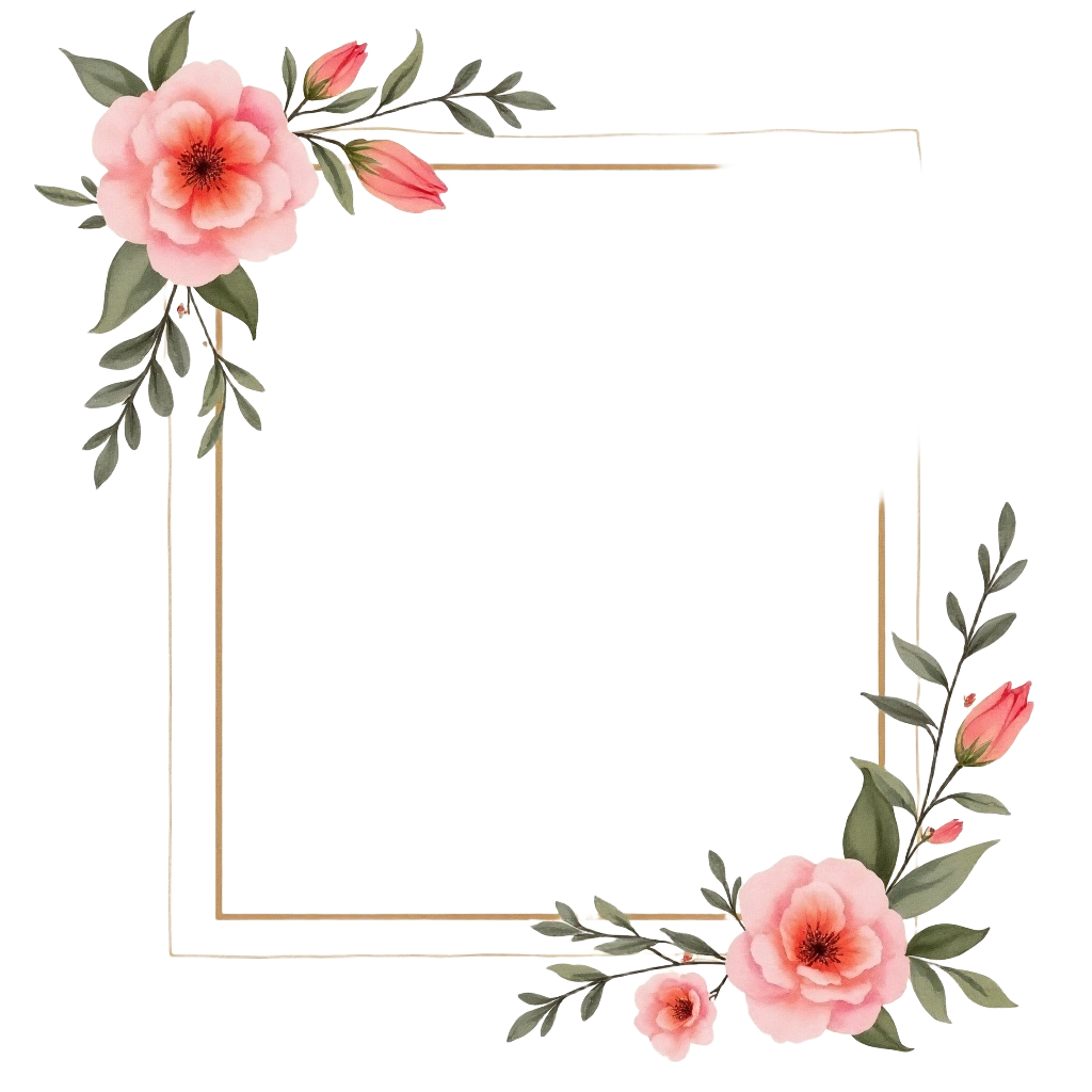 Floral Frame with Pink Roses